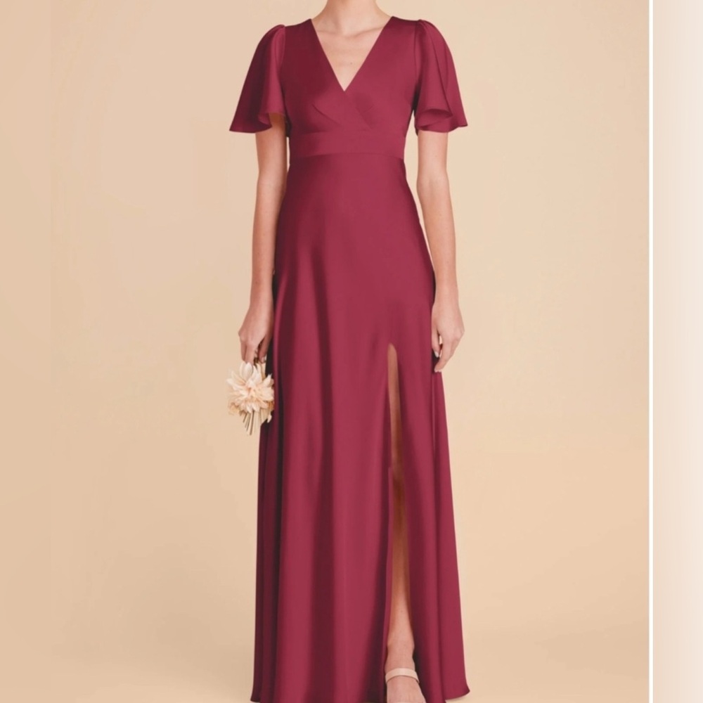 Birdy Grey Marni Dress Berry Matte Satin Large Bridesmaid Wedding Formal Gown